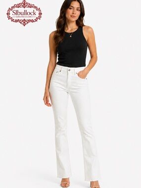 Chico’s Platinum Denim Jeans 0.5 Short White Stretch Straight Leg Jeans (8 Short